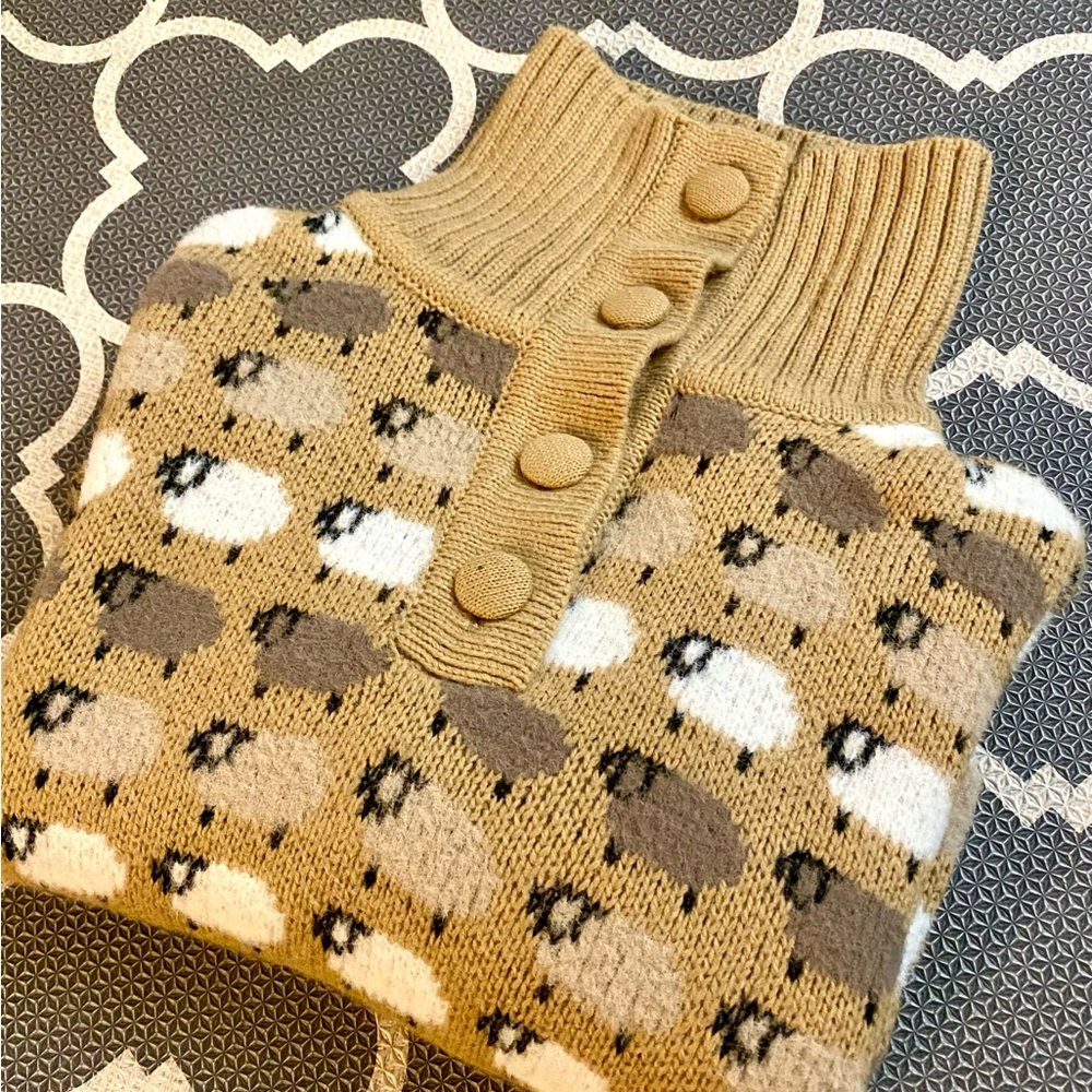 Zara sheep pattern sweater - tan, size S
